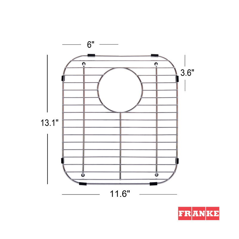 Franke Sink Protection Grid in Stainless Steel with Rear Drain, FGD75, 13.125" x 11.625" x 1.25"