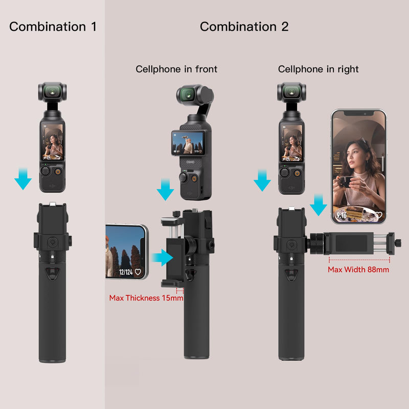 Smatree Portable Osmo Pocket 3 Power Stick (Power Bank) Compatible for DJI Osmo Pocket 3, Handheld Smartphone Holder Mount Bracket Only for DJI Osmo Pocket 3 Camera For Pocket 3(Upgrade Version)