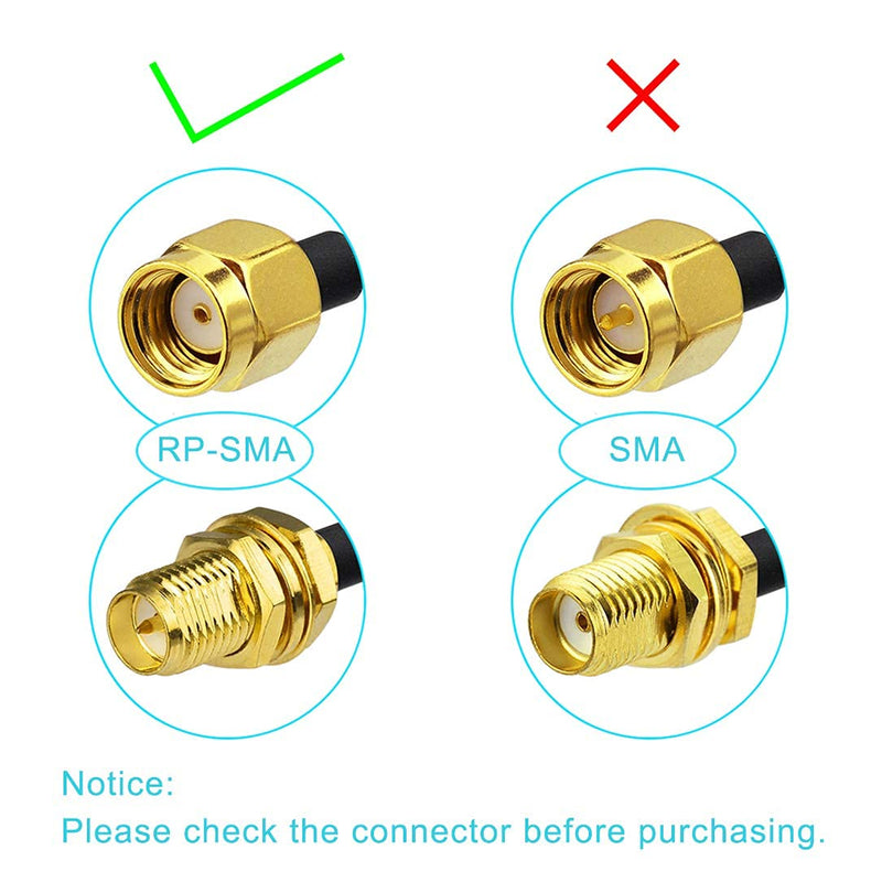 Bingfu WiFi Antenna Extension Cable (2-Pack) RP-SMA Male to RP-SMA Female Bulkhead Mount RG316 Cale 15cm 6 inch for WiFi Router Security IP Camera Wireless Mini PCI Express PCIE Network Card Adapter 6 inch / 15cm