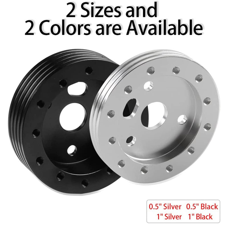 RULLINE 0.5" Steering Wheel Hub Adapter Conversion Spacer 6 Hole to 3 Hole Steering Wheel Adapter Boss Kit Black 0.5"