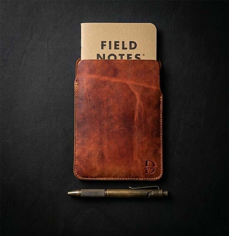 Dessi Handmade Crazy Horse Full Grain Leather Slim Sleeve Case for Standard Kindle Paperwhite (Not 2024), iPad mini, Kobo Ereader, Moleskine Pocket Journal, Field Notes - 8 Inch Travel Pouch Cover