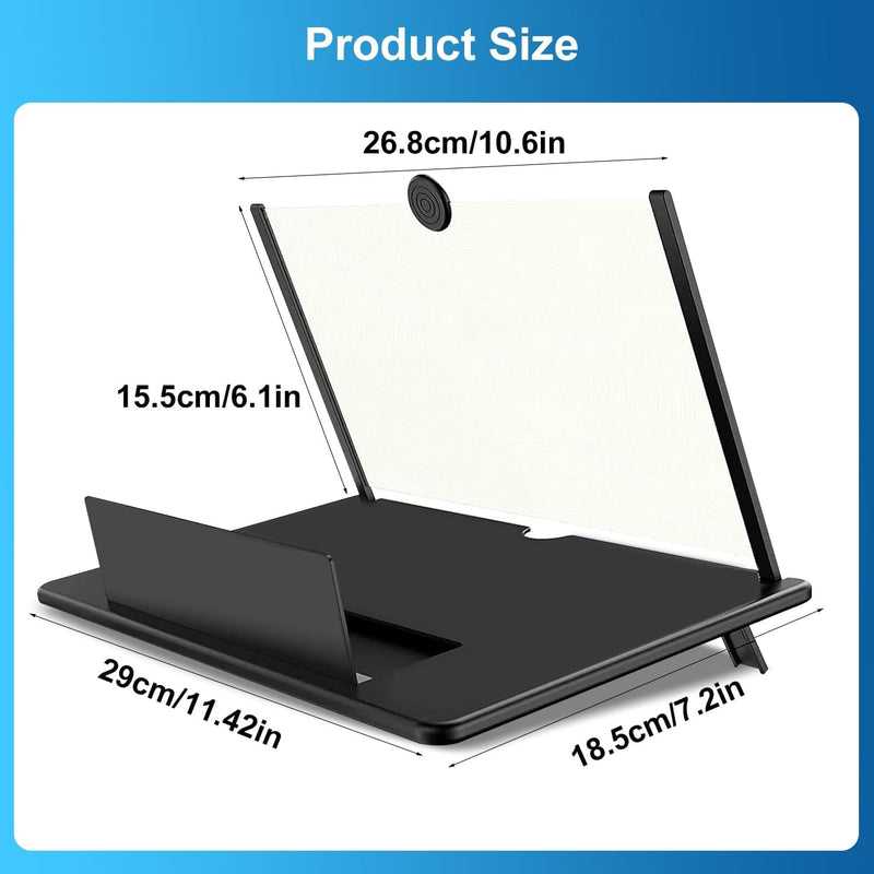 14 Inch Phone Screen Magnifier, Foldable Cell Phone Screen Magnifier, Pull Out Phone Screen Amplifier for Movies, Video, Gaming, Compatible with All Smartphones (Black)