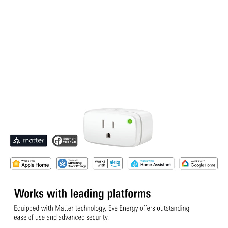 Eve Energy (Matter) 2 Pack – Smart Plug, App and Voice Control, 100% Privacy, Matter Over Thread, Works with Apple Home, Alexa, Google Home, SmartThings, Requires Thread Border Router