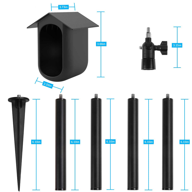 Security Camera Ground Stake Heavy Duty Stand Mount with Silicone Skin Cover for Arlo Essential XL Camera (2nd Gen) Outdoor Security Camera Adjustable Bracket（Black）