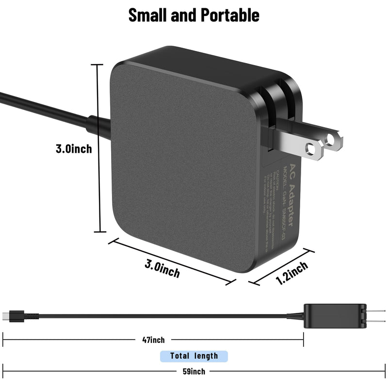 65W 60W USB C Charger Compatible with ROG Ally X/Steam Deck/Legion Go S | For Asus ROG Xbox Ally X/Switch/Lite/OLED/MSI Claw/GPD Win/Onexplayer Gaming for Laptop Type C Fast Power Adapter