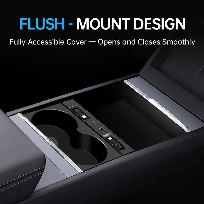 USB Hub for Tesla Model Y Juniper 2025 2026 Model 3 Highland 2024 2025 with Sunken Design, 99W 4 in 1 Multi Ports Fast Charger with Retractable Cable Docking Station fit Center Console Adapter