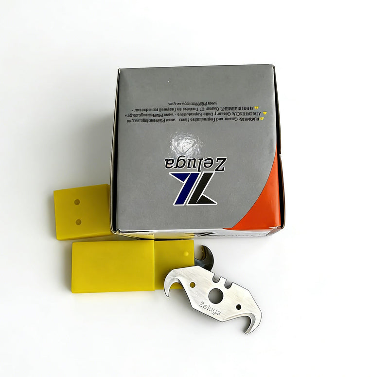 Zeluga 19-487 100 Pc. SK2 Steel Utility Hook Blade with Round Hole, Utility Knife Blades