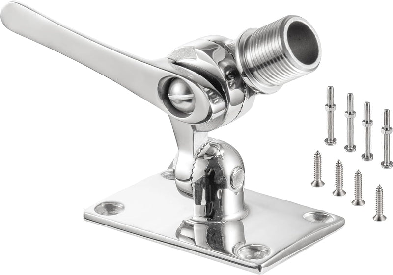 Heavy Duty High Strength 316 Stainless Steel Marine VHF Antenna Mounts, Adjustable Base Mounts Ratchet