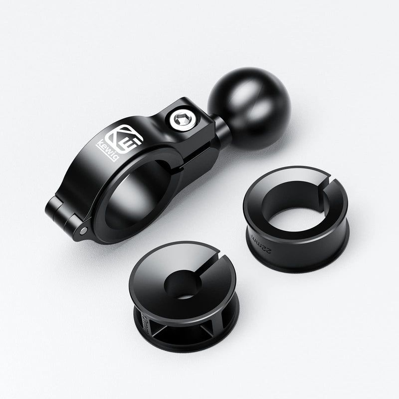 BRCOVAN Aluminum Alloy Handlebar Mount Base with 1'' TPU Ball for Round Rail Diameter 0.5'' 0.87'' 1'' 1.125'' 1.26'', Compatible with RAM Mounts B Size 1 Inch Ball Double Socket Arm R3-Set of 1