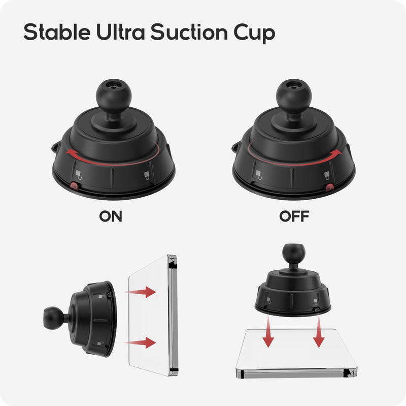 TUSITA Magnetic Car Phone Holder - Twist Lock Suction Cup Base with Double Socket Arm Compatible with Magsafe