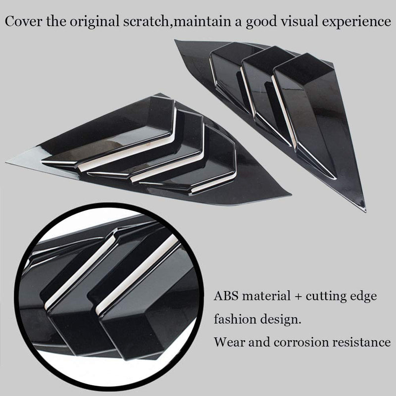 ABS Rear Side Window Louvers Air Vent Scoop Shades Cover Blinds Trim for Honda Accord 2018 2019 2020 2021 2022（Bright Black） Bright black