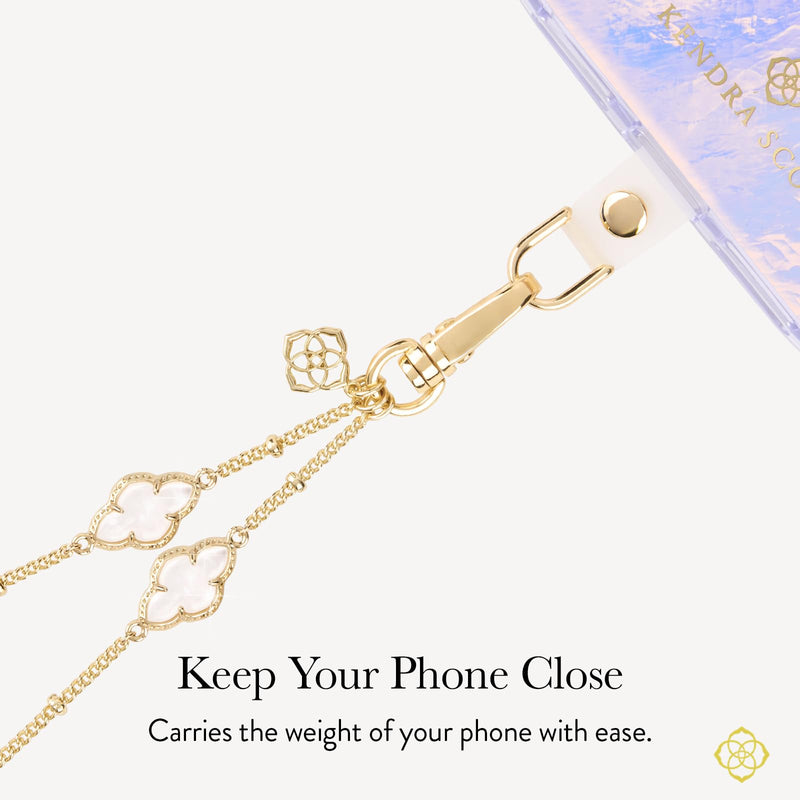 Kendra Scott Phone Charm - Cell Phone Lanyard - Abbie Mother of Pearl | Stylish Detachable Phone Strap - Hands-Free iPhone Wrist Strap for Women - Phone Chain Wristlet for Galaxy, Pixel, and More