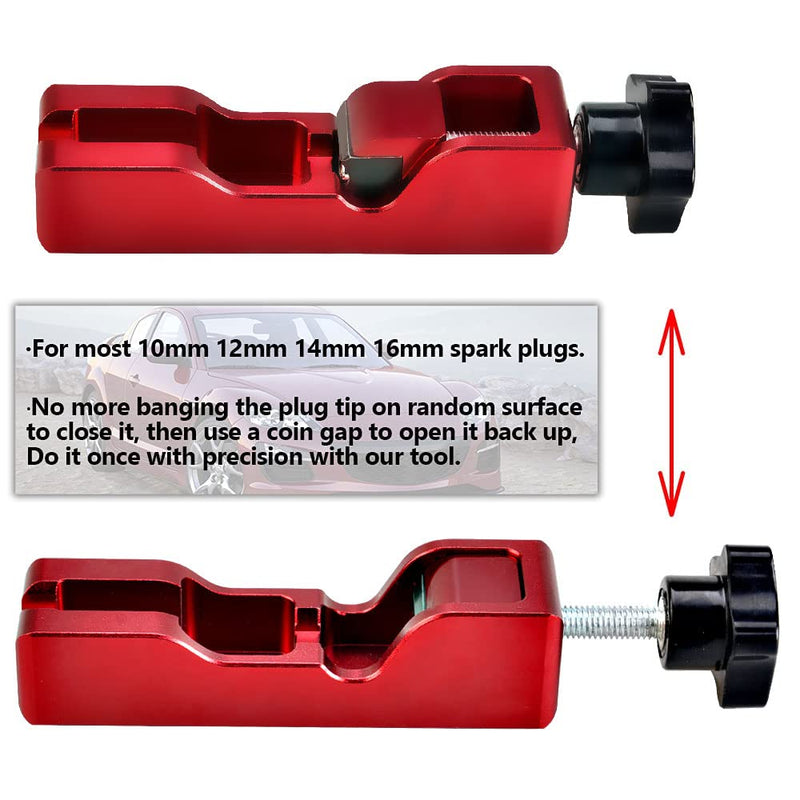 Universal Spark Plug Gap Tool Compatible with Most 10mm 12mm 14mm 16mm Spark Plugs Red - 1 Set with Feeler Gauge