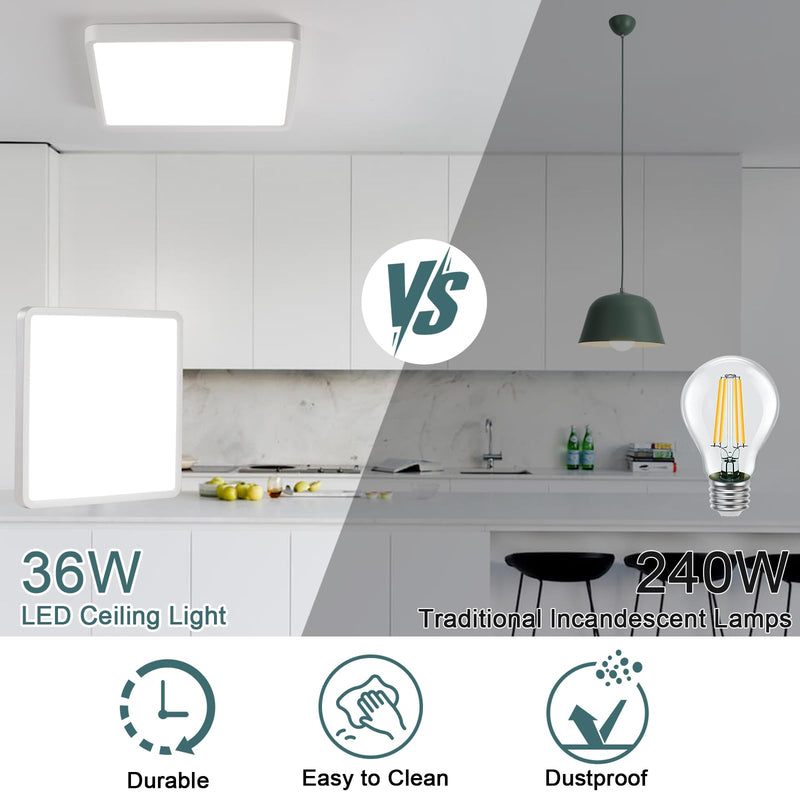 LED Ceiling Light Fixture with Remote Contro 12Inch 36W Flush Mount Close to Ceiling Lights 3000K-6500K Light Color Changeable Slim Modern Ceiling Lamp for Bedroom Kitchen Dining room Entryway White-A
