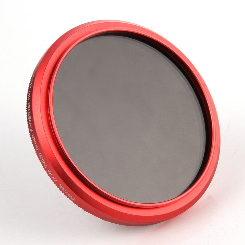 FocusFoto Fotga 49mm Ultra Slim Variable Fader ND2-ND400 Neutral Density ND Filter Adjustable ND2 ND4 ND8 ND16 ND32 ND100 to ND400 for Canon Nikon DSLR Camera Lens with Red Frame Ring