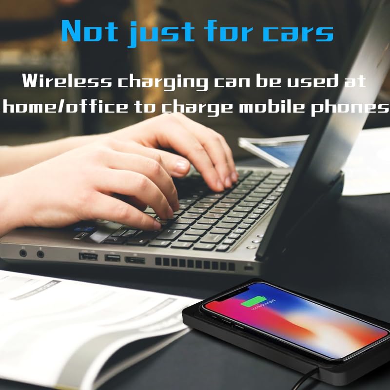 Wireless Charger Car Charging Pad 15W Fast Car Wireless Charger Pad, 15W Fast Charging, Anti-Slip, Universal Qi Compatible with iPhone and Wireless Charging Phones, Black(USB-C)