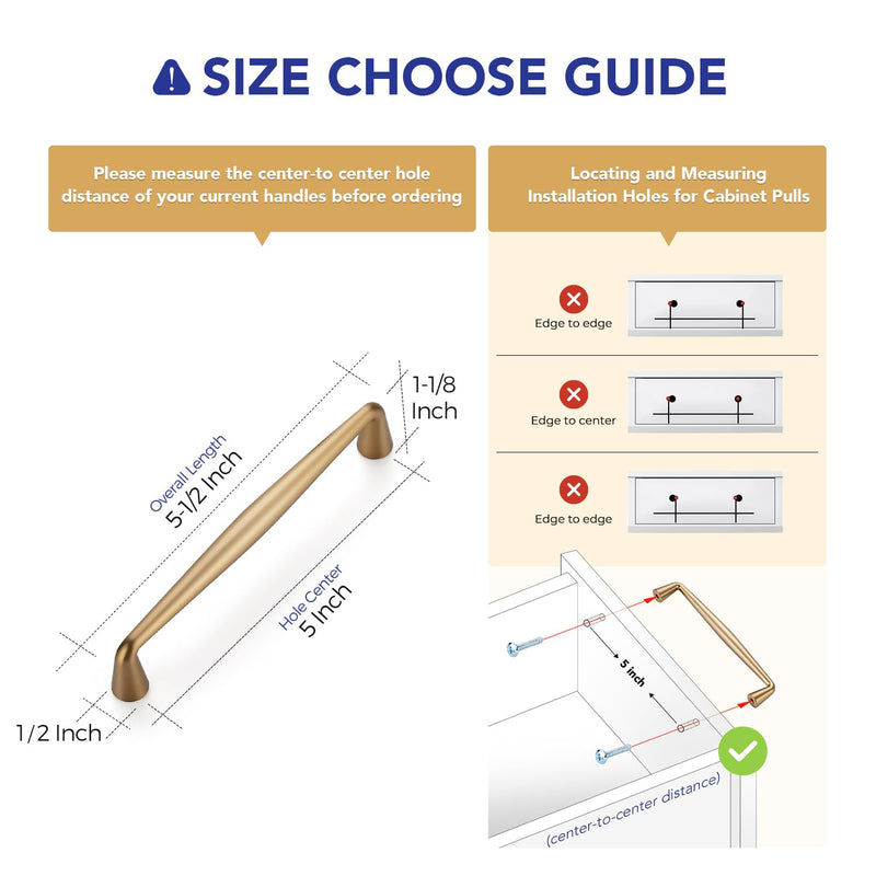 Ravinte 10 Pack 5 Inch Champagne Bronze Kitchen Cabinet Handles Solid Zinc Alloy Cabinet Pulls Cupboard Hardware Drawer Handles 5 Inches Hole Center