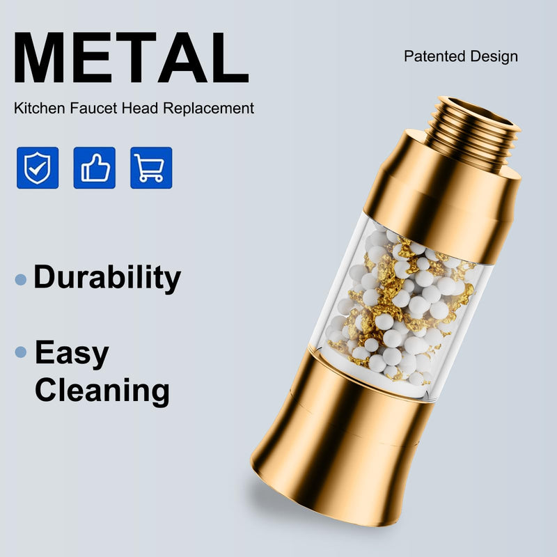 Metal Kitchen Faucet Head Replacement with Filter - Pull Down Spray Head Water Filter for Sink - 2 Modes Sink Sprayer Replacement with 12 Nozzle Adapters - Anti-clogging Design Aerators-32