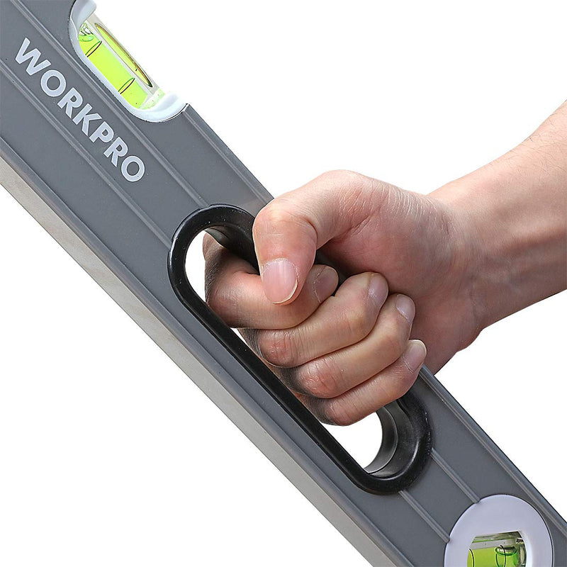 WORKPRO Torpedo Level, 3-Piece Spirit Level Set, 9"(Magnetic), 16"(Non-magnetic), 24"(Non-magnetic), Bubbles Measuring, Clear