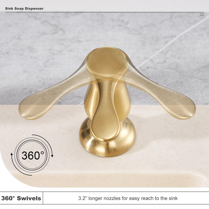 GAGALIFE Kitchen Sink Soap Dispenser Brushed Gold, Under Sink Soap Dispenser with 40" Silicone Extension Tube, Say Goodbye to Frequent Refills with Hose