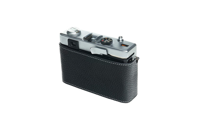 35 RC Case, BolinUS Handmade Genuine Real Leather Half Camera Case Bag Cover for Olympus 35 RC Camera with Hand Strap (Black) Black