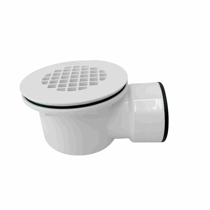 Low Profile Shower Drain Kit for 2” Side Outlet Shower Drain，with 1.5“ Adapter Match 1 1/2 Low Profile Drain，PVC Side Discharge Drain with Perforated Strainer