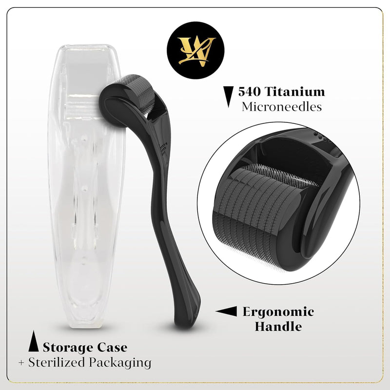 Derma Roller 0.5mm for Skin, Hair & Beard – Women and Men Titanium Microneedling Roller for Face & Scalp, Safe & Easy to Use