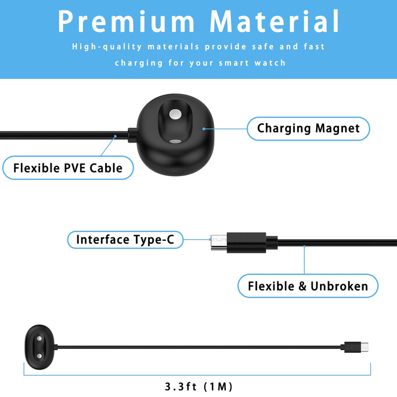 [2-Pack] Charger Dock Compatible with Google Pixel Watch 4, Quick Charging USB-C Charge Cable, Fast-Charging with Side Dock [Only for Pixel Watch 4 41mm and 45mm] (Black, USB-C) Black