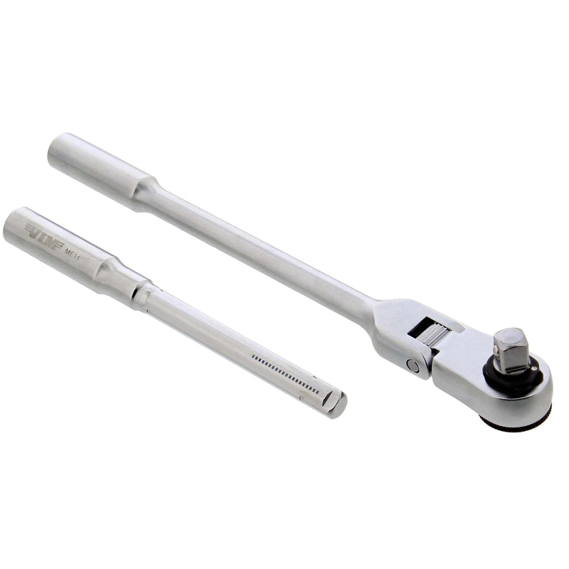 VIM Tools Flex Socket Ratchet to T Handle Wrench 3pc Set - 1/4in Small Ratchet Set with Socket Extension and Adapter
