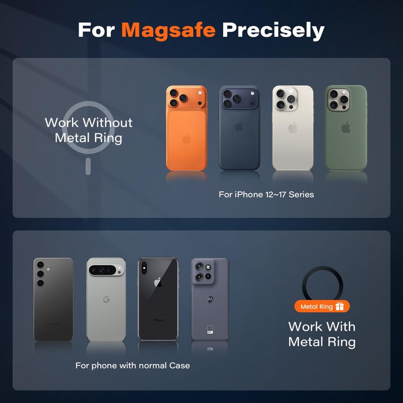 APPS2Car for MagSafe Vent Mount, Magnetic Phone Holder for Car Air Vent | Strong Magnet Car Phone Mount with Triple Lock Metal Hook Clip for MagSafe iPhone 17/16/15/14/13/12 & Smartphones Secure Hold Magsafe 1-Pack