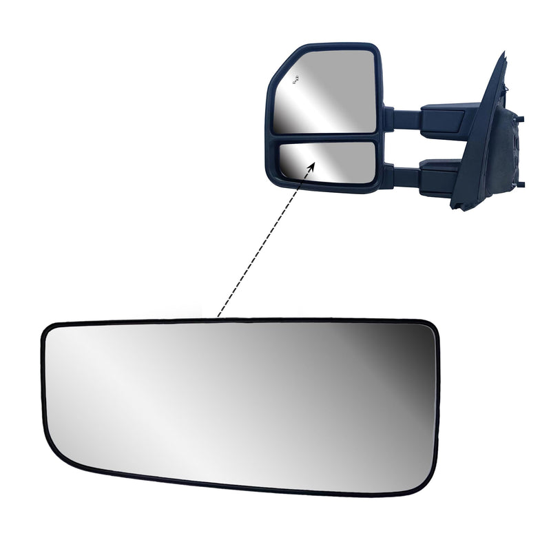 Replacement Driver Left Side Door Towing Mirror Lower Small Glass Convex Heated with Back Plate for Ford F-150 F 250 F-350 F-450 F-550 from 2015 to 2024 Small Driver (LH) Side