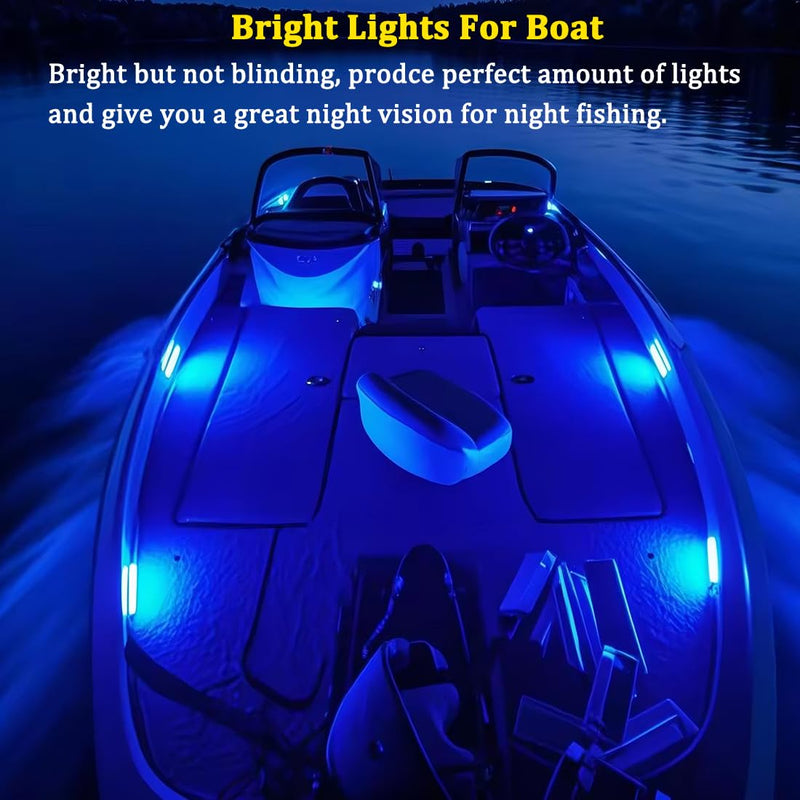 Boaton Marine Led Night Fishing, Boat Interior Courtesy Lights, No Drilling Install, Blue 10Pcs Blue