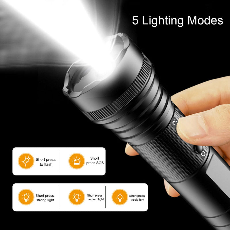 LED Flashlight Recorder, Flashlight Helmet Camera with Handle Brackect, 1080P FHD, 5 Lighting Modes, 120° Wide Angle, 2200mAh Rechargeable Battery for Cycling,