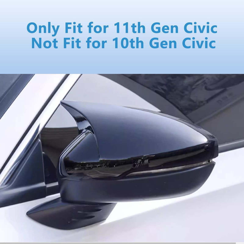 For 11th Honda Civic Accessories Side Mirror Cover Exterior Rear View Mirror Cap for Honda Civic 2022 2023 2024 2025 (Bright black, With turn signal) Bright black
