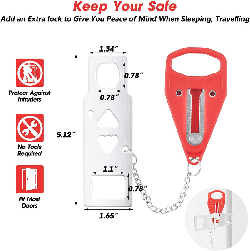 2 Pack Portable Door Lock Home Security Door Lock Travel Lockdown Locks for Additional Safety and Privacy Perfect for Traveling Hotel Home Apartment College 2024 New Model 2 Pack-New Model