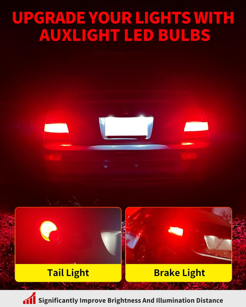 AUXLIGHT 7443 LED Bulbs 54-SMD 300% Super Bright 7444 7440 T20 922 7442 W21W LED Light Replacement for Car Brake Tail Parking Turn Signal Lights, Brilliant Red(Pack of 6) 7443/ 7444/ T20