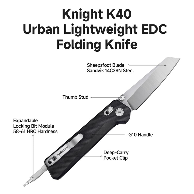 NEXTOOL Knight K40 Folding Pocket Knife,EDC Multitool with 3" 14C28N Steel Blade and G10 Handle,Axis Lock,Bits Adjustable 180°,Multi tool knife for Cmping,Hiking,Survival,Gifts for Men Pocket Size