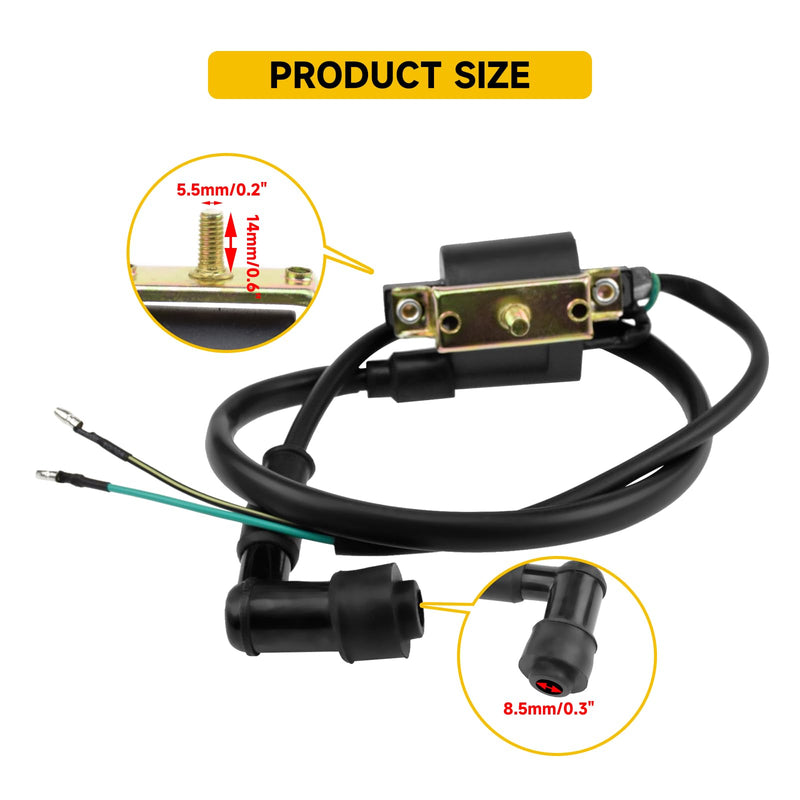 HIAORS Ignition Coil and A7TC Spark Plug for Coolster 125cc 110cc 90cc 70cc 50cc Taotao DB10 Cheetah Roketa Baja Kazuma Meerkat 50 Falcon 90 Apollo DB21 Chinese Kids ATV Quad 4 Wheeler Dirt Bike Parts