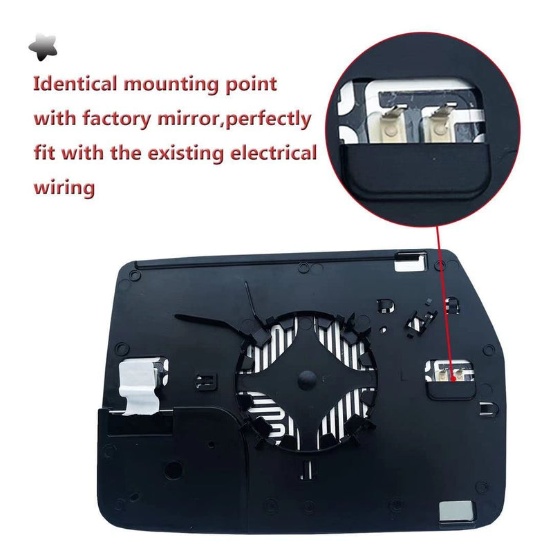 Left Driver Side Heated Mirror Glass Replacement For 2011 2012 2013 2014 Ford F150 - for Ford F150 Side Mirror Glass With Rear Holder - Replace BL3Z-17K707-E Left (Driver Side)