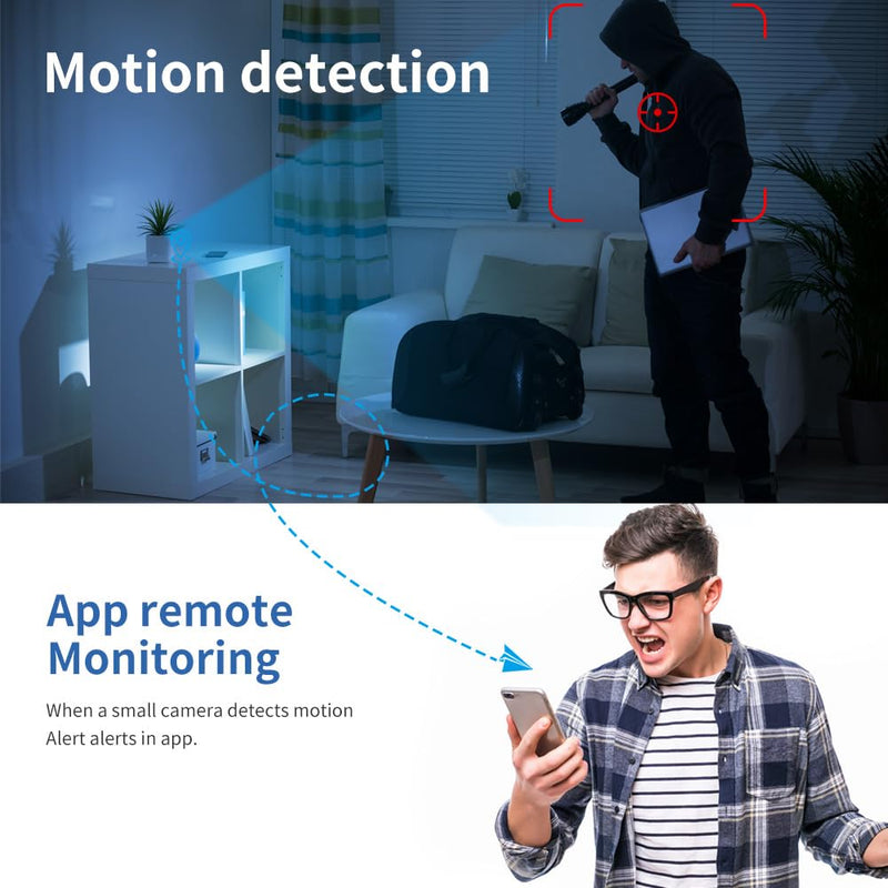 Mini WiFi Security Camera 4K HD, Portable Wireless Indoor Camera with Motion Alerts, Remote Monitoring, Local Storage Support, Compact Camera for Home, Pets, Office and Travel