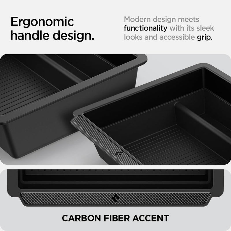 Spigen Center Console Organizer Tray(Carbon Edition) Designed for Tesla Model 3 2024 Refresh with Smooth Slide Technology