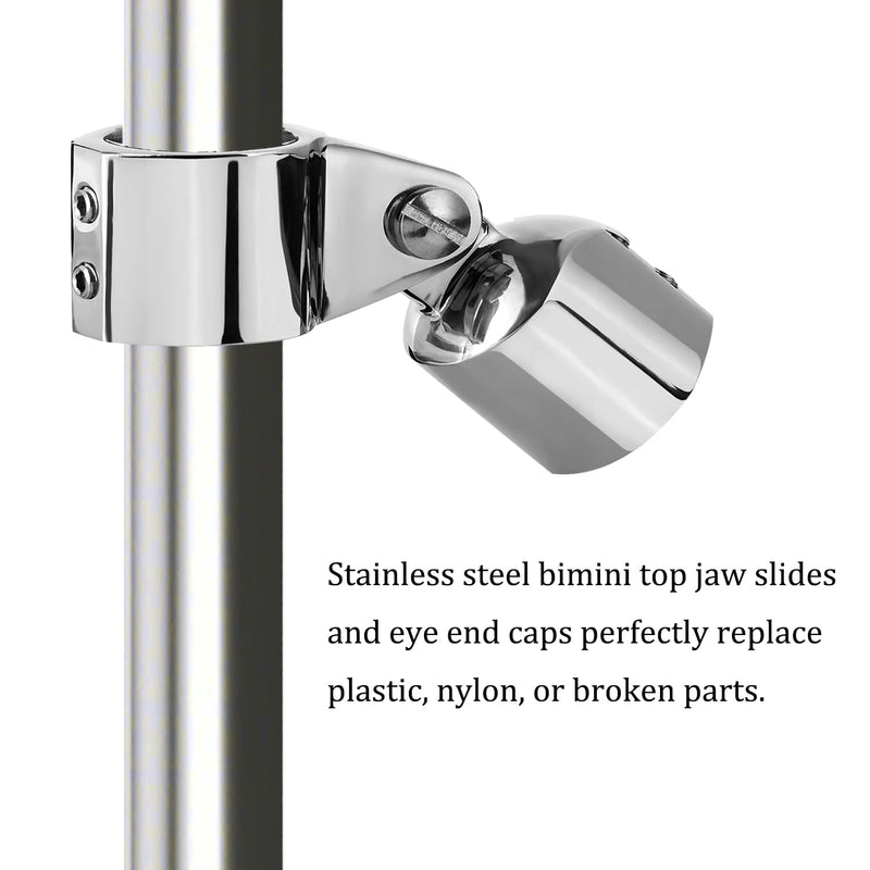 TINGZHIGO Heavy Duty Bimini Top Jaw Slide and Eye End Cap, 316 Stainless Steel Bimini Top Hardware, Fits 7/8 inch or 1 inch OD Round Tube