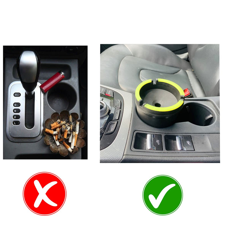 (3 Pack Jumbo) Glow in the Dark Butt Bucket Ashtray Cigarette Cup Car Ash Holder Portable Truck Home Office Black