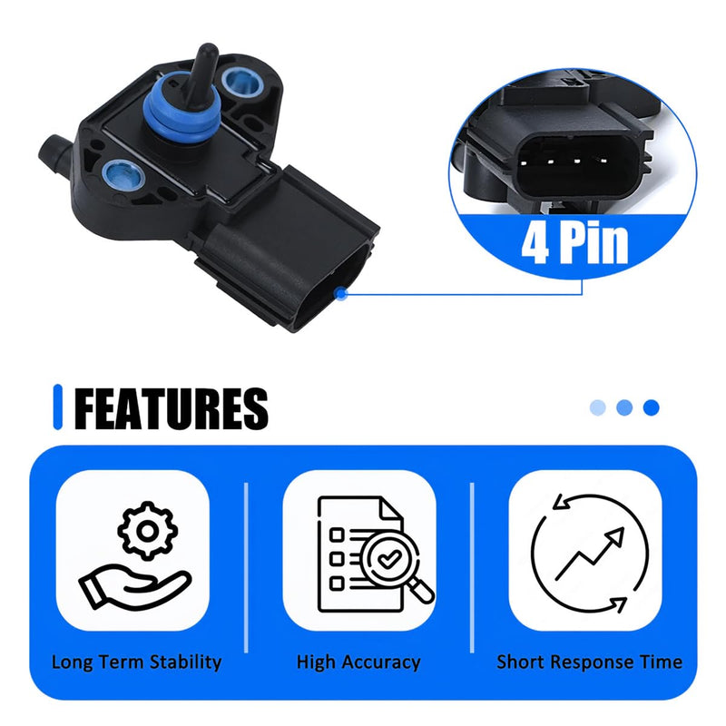 AUCELI Car 4-Pin Fuel Rail Injection Pressure Sensor, Exact Compatible with F150 F250 F350 F450 E150 E250 E350, Super Duty Escape Explorer Focus Taurus Mustang Expedition OEM#3F2E9G756AA