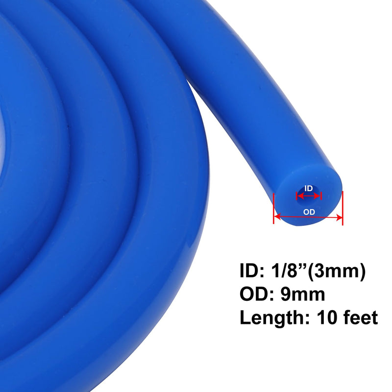 1/8" 3mm ID Silicone Vacuum Hose Line Tubing 10FT Blue 130 PSI Maximum Pressure 1/8" ID 10FT