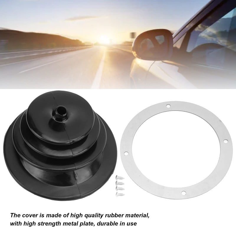Gear Shift Boot Cover and Plate Kit - Universal Replacement Dust Cover for Car Automotive Clutch - Black Rubber Round Handbrake Lever Boot