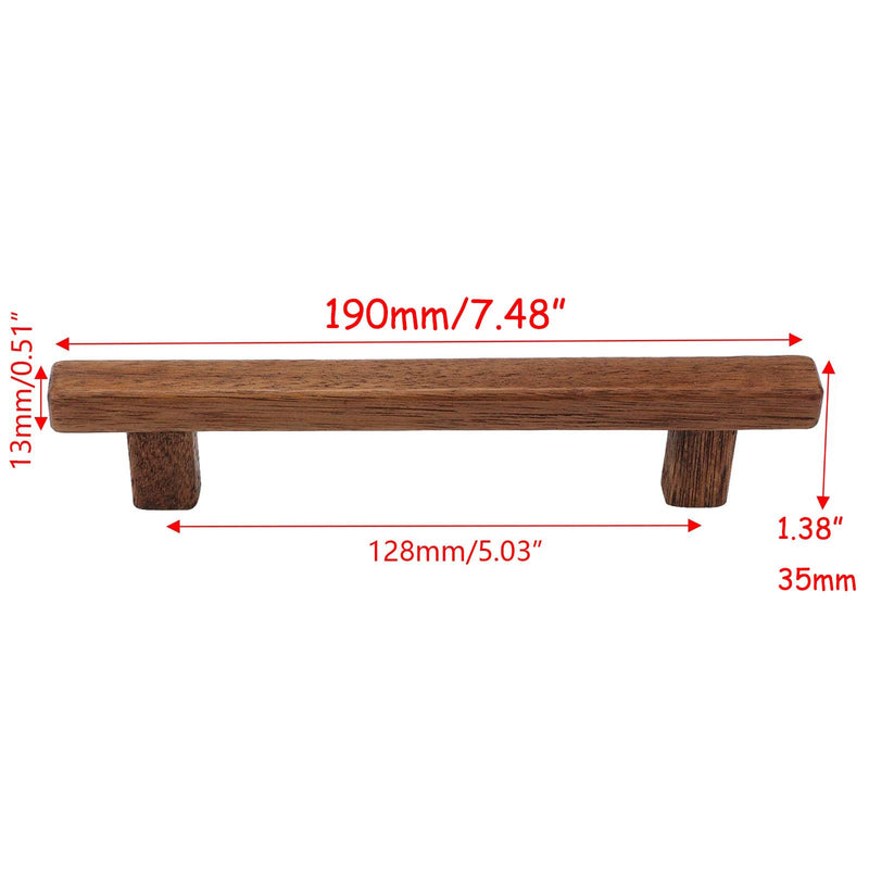 Semetall 8Pcs Walnut Wood Drawer Pulls,5 inch Hole Center Pull Handles Wood,Wooden Handles for Dresser Drawers,Cabinets,Kitchen,Wardrobe 5 Inch,8PCS
