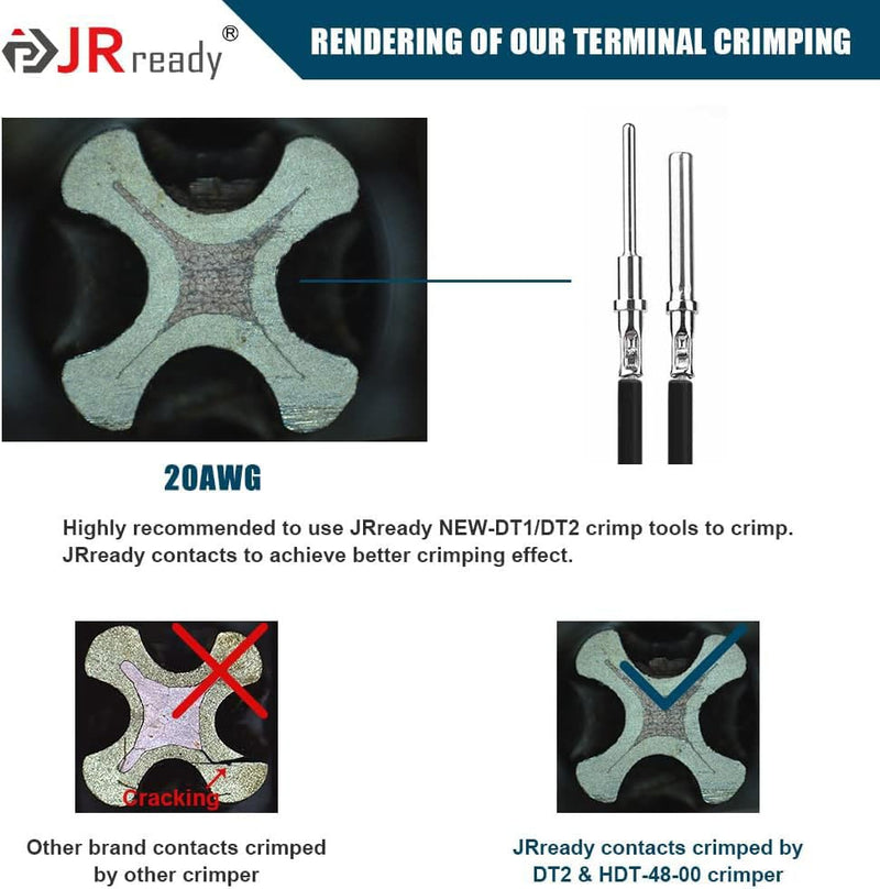 JRready Deutsch DTM 3 Pin Connectors 4 Kits, Waterproof Electrical Wire Connectors with Size 20 Solid Contacts 20-22AWG, ST6330-3 Deutsch Automotive Connectors Kit for Car, Truck, Marine DTM 3 PIN 4 SET
