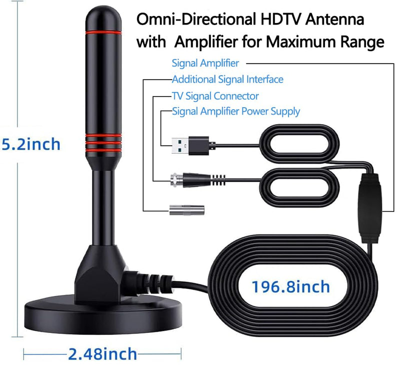  [AUSTRALIA] - Upgraded Enhanced Chip TV Antenna Indoor Antenna for Smart TV for Long Range Reception and Smart TVs HD Digital Antenna with Amplifier Signal Booster for Local Channels On 4K 1080P/ Factory Supply