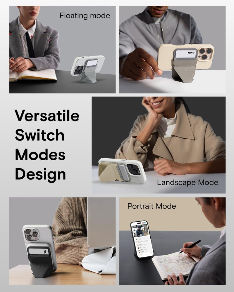 MOFT Magnetic Wallet Stand Compatible with iPhone 17/16/15/14/13/12 Series, Angle Adjustment & Magsafe Compatible MOVAS Phone Stand,Earthen Beige Earthen Beige